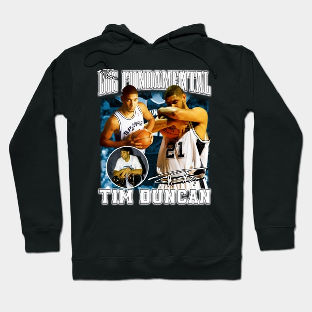 Tim Duncan The Big Fundamental Basketball Signature Vintage Retro 80s 90s Bootleg Rap Style Hoodie by CarDE